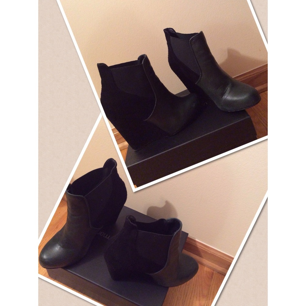 Alexandre Birman Black Suede & Leather Wedge Boots Size 9.5 – Made in Italy